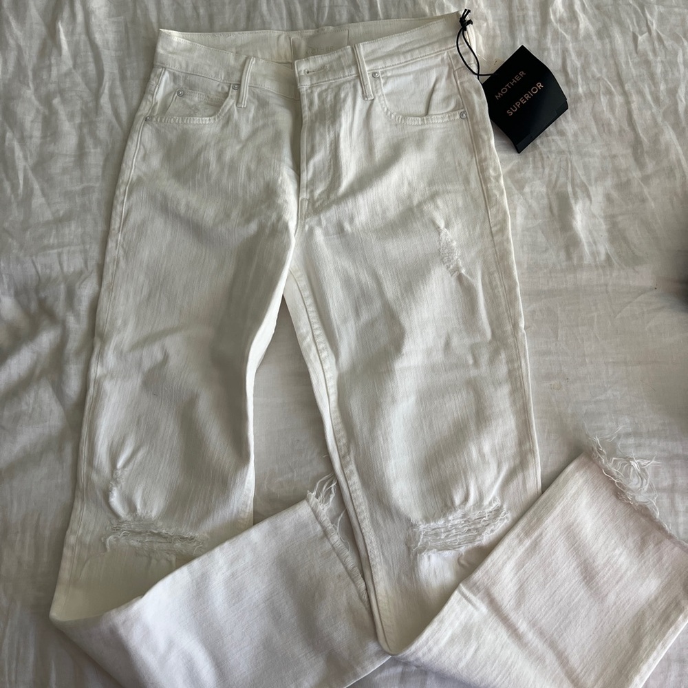 Mother Denim White Jeans straight / bootcut